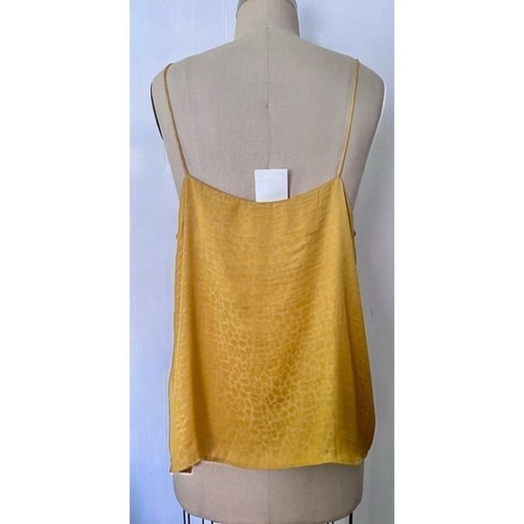 H&M YELLOW LEOPARD PRINT V-NECK SPAGHETTI STRAP SILKY CAMISOLE 16 NWT - Picture 7 of 8